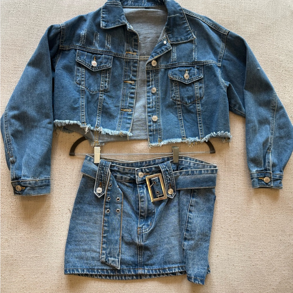 Denim Jacket and Mini Skirt Set